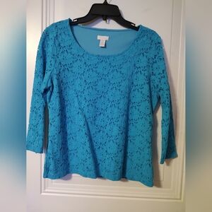 Chico's Turquoise Lace Blouse